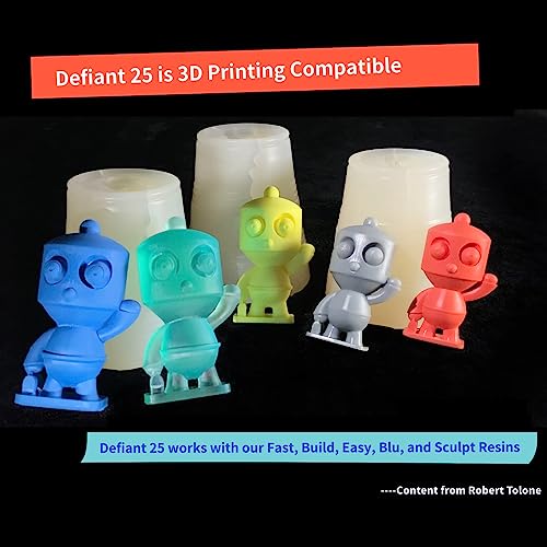 Siraya Tech Defiant 25 Platinum Silicone Mold Making DIY Kit, Food Safe, 25A Hardness, Ideal for 3D Printer UV Resin, Easy to Stop Curing Inhibition, No Coating, for Casting Epoxy Resin (35.3 Oz) - color: Translucent 25A Hardness