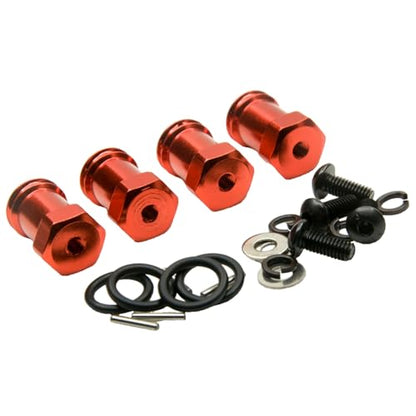 4Pcs/Set Aluminum Alloy 12mm Wheel Hex Hub Adapters 20mm Extension Hex Drive Adapter Combiner Coupler Compatible with 1/10 RC Crawler Axial SCX10 Wraith RC Truck Car Upgrades (Red) - color: Red