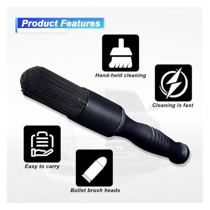 Car Parts Washer Brush, Bullet Head Parts Cleaning Brush for Cleaning Car Interior Exterior, Engine Parts, Wheel Bearing, Boats, Household Grime (Black) - color: Black