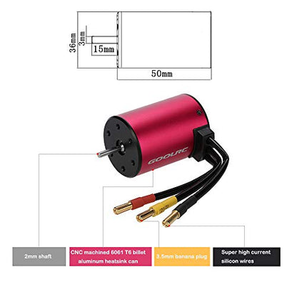 GoolRC Original S3650 3100KV 4 Poles Brushless Sensorless Motor for 1/10 RC Car Truck