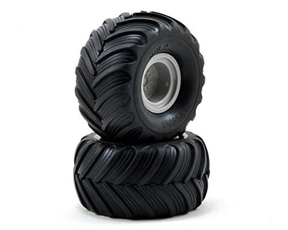 Traxxas 7265 Dual-Profile (1.5" outer, 2.2" inner) Monster Truck Tires Pre-Glued on Grey Wheels (pair)
