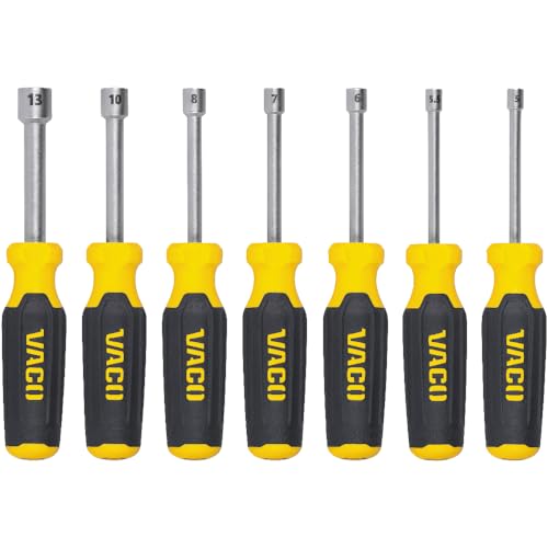VAC7071 7-Piece Metric Hex Nut-Driver Set, Hollow Shaft, Magnetic, Laser Etched Sizes 5-13 mm - style: Metric