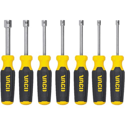 VAC7071 7-Piece Metric Hex Nut-Driver Set, Hollow Shaft, Magnetic, Laser Etched Sizes 5-13 mm - style: Metric