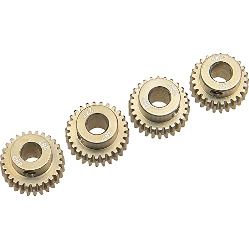 ShareGoo 7075 Aluminum Alloy 48DP 5mm Pinion Gear Sets 25T 26T 27T 28T Motor Gears Fit 5mm Shaft Compatible with HPI Losi Axial Traxxas Tamiya 1/10 RC Car,4Pack