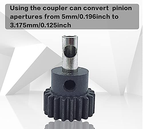 Steel 3.175mm to 5mm Pinion Gear Adapter for 3650 540 550 Pinion Gears | 3.175mm/0.125inch to 5mm/0.196inch Coupler Shaft Motor Pinion Reducer Sleeve Adapter for RC Boat Car Airplane RC Moto