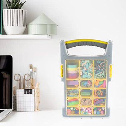 Stalwart Storage Organizer Tool Box Set, Yellow/Black, Set of 4 | Plastic Clear Top Bins for Small Parts, Crafting Supplies, and Hardware Organizers with 3 Sizes of Compartments