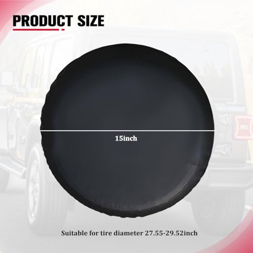 Car Spare Tire Cover, 15 Inch Leather Waterproof Dust-Proof Vehicle Spare Wheel Protector, Automotive Tough Tire Protection Cover, Universal for SUV Automobile Truck - size: 15"