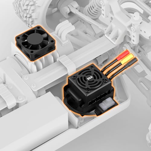 Hosim X27 X25 Upgrade 80A ESC Set with Receiver and LED Light for X25-DT85 and F28-DT80 Replacement Part 1/8 Scale RC Truck X27/X25 Brushless Electronic Speed Controller Spare Parts