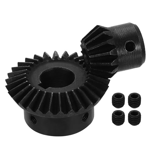 uxcell 2Pcs Tapered Bevel Gears Set, 1.5 Mod 1:2 (15T/30T) Harden Steel Straight Bevel Gear, 90 Degree Steering Motor Gears, (5/15mm Shaft Hole with Keyway) - size: 5/15mm