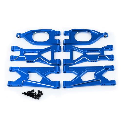 Aluminum Alloy RC Front Upper Lower Suspension Arm Swing Arm &Rear Lower Arm for Arrma 1/10 GORGON 4X2 2WD Gorgon Monster Truck (Blue) - color: Blue