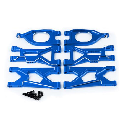 Aluminum Alloy RC Front Upper Lower Suspension Arm Swing Arm &Rear Lower Arm for Arrma 1/10 GORGON 4X2 2WD Gorgon Monster Truck (Blue) - color: Blue