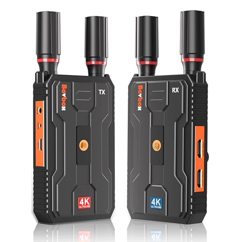 Wireless HDMI Transmitter and Receiver 4K: Plug&Play HDMI Wireless Extender Kit, 5G 820FT Sender and Receiver with Loopout for Streaming Video and Audio to Monitor from Laptop/PC, Audio Interface - style: 4K Transmitter and Receiver