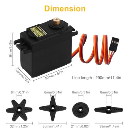 Deegoo-FPV MG995 Metal Gear Digital Servos, 4-Pack | 13kg-cm torque at 6V, 180° travel, metal gears and ball bearing design for RC vehicles, robots and mechanical arms. - style: MG995-4pack