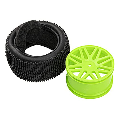 12mm Hex Wheel Rims & OD 88mm/3.46" Rubber Tires with Foam Front Rear Wheel Compatible with Redcat HPI HSP ExceedRC 1/10 Scale Off Road Buggy