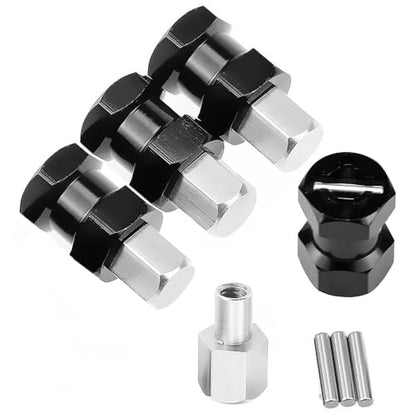 ShareGoo 4PCS 12mm Aluminum Wheel Hex Hub 15mm Offset Extension Hex Drive Adapter Combiner Coupler Conversion Compatible with 1/10 RC Crawler Axial Scx10 CC01 Jeep Wrangler D90 Wraith,Black