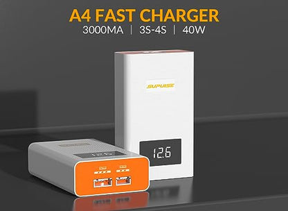 40W Lipo Balance Charger for 3S 4S RC Battery | LCD voltage display, overcharge protection, Quick Charge Compact RC LiPo Charger Discharger for RC car/boat/airplane