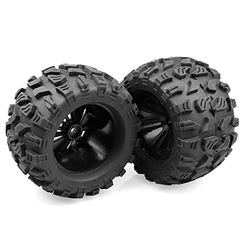 Aimrock 4pcs Pre-Glued 12mm Hex 2.8'' RC Wheels and Tires OD 5'' with Wrench for 1/10 Traxxas Hoss Stampede Rustler HSP Redcat Volcano RC Monster Truck Tires Wheels Off-Road RC Car