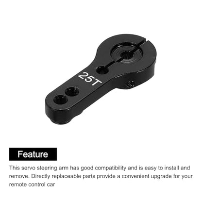MECCANIXITY 5 Pcs Aluminum Servo Horn 25T Steering Arm 35mm Length Black Suitable for DIY RC Car/Boat/Airplanes Boat Model Accessories with 2 Pcs Screws - color: Black
