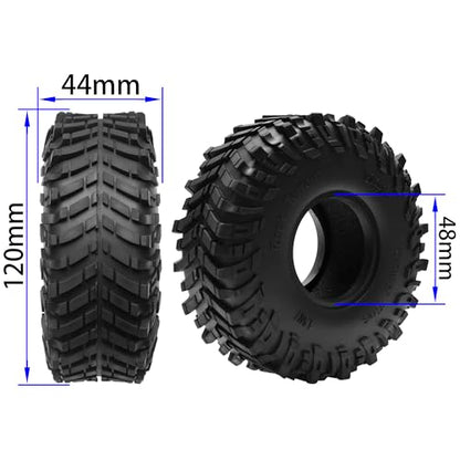 ShareGoo 4Pcs RC 1.9 Crawler Tires 1.9inch Rubber Tire 120x44mm w/Foam Inserts Compatible with Axial SCX10 II III Traxxas TRX4 Redcat Gen8 Gen7 1/10 RC Crawler Car (Style 2) - style: Style 2