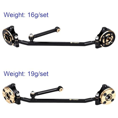 Brass Front Steering Knuckles w/Adjustable Steering Block Weights&Steering Link 19g/Set for Redcat Ascent-32 1/32 RC Crawler Car Upgrades,Black Coating