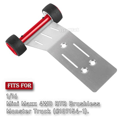 Wheelie Bar Set Upgrades Part for 1/16 Mini Maxx 4WD RTR Brushless Monster Truck (#107154-1),RC Aluminum Wheelie Bar Set Hop Up,Red - color: Red - (Wheelie Bar Set)