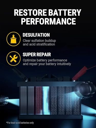 HULKMAN Sigma 1 Car Battery Charger - 1A 6V/12V Automatic Smart Trickle Charger, Battery Maintainer, and Desulfator with Intelligent Interface