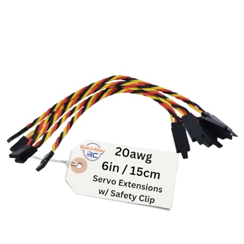 20awg Twisted Servo Extension Cable w/Safety Clip - 100 Strands for RC Vehicles, Drones, E-Bikes - 8 Lengths / 5 Wires per Pack (15CM / 6in) - style: 15CM / 6in