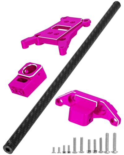 RC Chassis Brace Kit Upgrades Part for 1/10 Slash 4x4 LCG,Slash 4x4 LCG VXL,Rustler 4x4,Rustler 4x4 VXL,Alloy Aluminium w/Carbon Fibre Chassis Brace,Pink - color: Pink(1set)