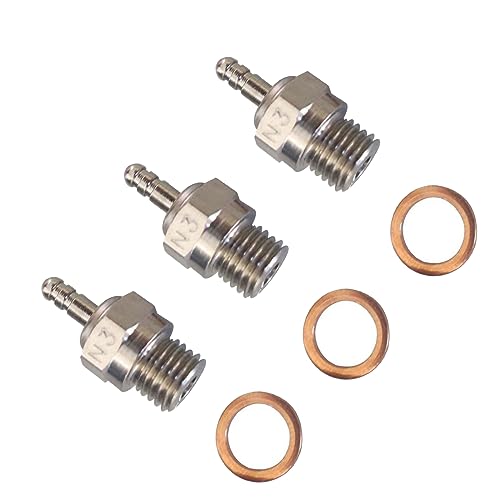 3-Pack Hot Spark Glow Plug N3 No.3 70117 Compatible with Kyosho HSP HPI Redcat 1/8 1/10 RC Nitro Engines Car Truck Buggy - size: N3 No.3