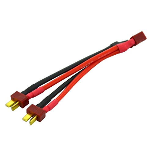 2pcs T Plug Parallel Connector One Female to 2 Male Battery Connector Cable for RC LiPO Battery (1 Female to 2 Male) - style: T Parallel Connector（1 Female to 2 Male）