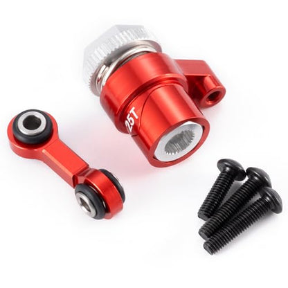 Servo Saver Arm 25T Steering Drag Link for Tra-xxas 1/16 Mini Maxx | 2S 1/10 4WD Ford GT 4-TEC 2.0 3.0 RC Car Upgrade Red 7075 Aluminum - color: Red