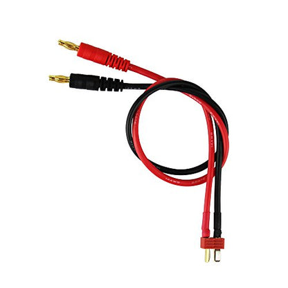2pcs Anti-Skid T-Plug Style Connector to 4mm Banana Plugs Battery Charge Lead Adapter 14awg 30cm 11.8in Cable(Pack of 2)