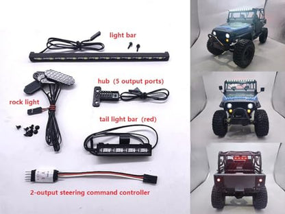 for Axial Scx10 Light Bar Kit,RC Car Top Light Headlights Lighting Taillight Kit for Axial 1/10 SCX10 III for Jeep CJ-7 RC Car Vehicle Lighting (1)