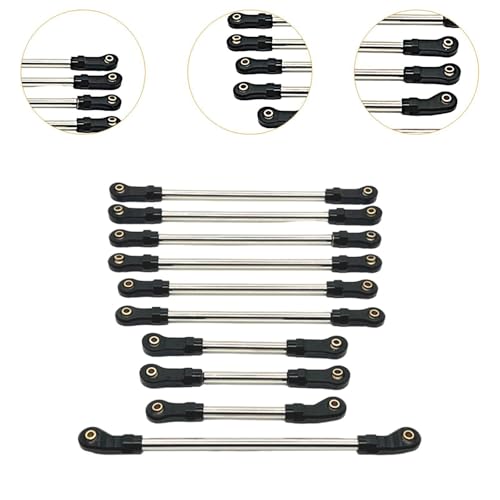10 Pieces Steering Servo Link RC Car Pull Rod Metal Upgrade Linkage Model Parts Sturdy Construction Suitable for WLtoys 1/10 RC Truck, Black - color: Black
