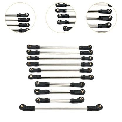 10 Pieces Steering Servo Link RC Car Pull Rod Metal Upgrade Linkage Model Parts Sturdy Construction Suitable for WLtoys 1/10 RC Truck, Black - color: Black