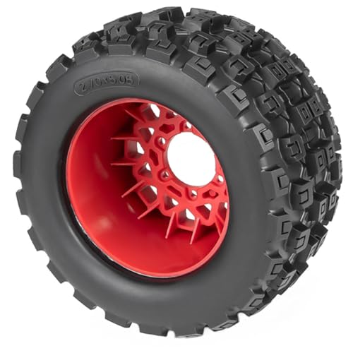 MX28 2.8" Tires and Wheels with 12mm/14mm Hex Upgrade Parts for 1/10 ARRMA Big Rock, Granite, VORTEKS 3S and Stampede, Rustler, Hoss RC Trucks 4pcs/Set(Red)