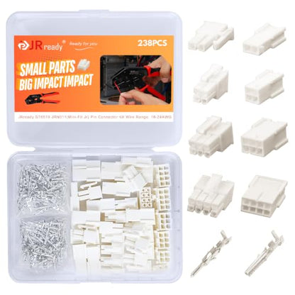 JRready Mini-Fit Jr Pin Connector Kit 2Pin 4Pin 6Pin 8Pin Wire Automotive Electrical Male Female Connector 18-24AWG Terminals Pin and Sockets Molex 4.2mm Pitch 238Pcs ST6519 - size: 2-4-6-8 Pin Standard Molex Mini-Fit