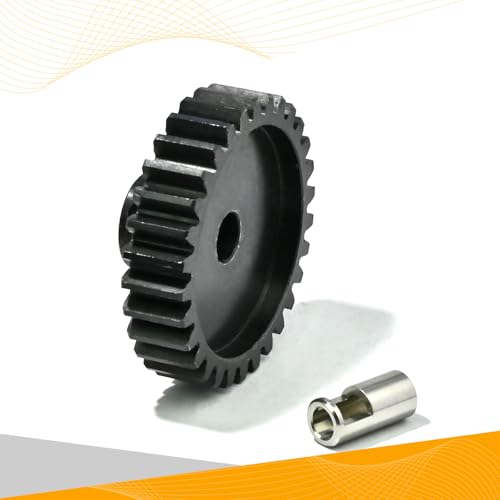 M1.5 30T Pinion Gear 8mm Bore with 8mm to 5mm Shaft Adapter Sleeve, Chromium Steel Motor Gear with Set Screw & Hex Key for Traxxas ARRMA Losi 1/5 1/8 RC Cars - size: 30T