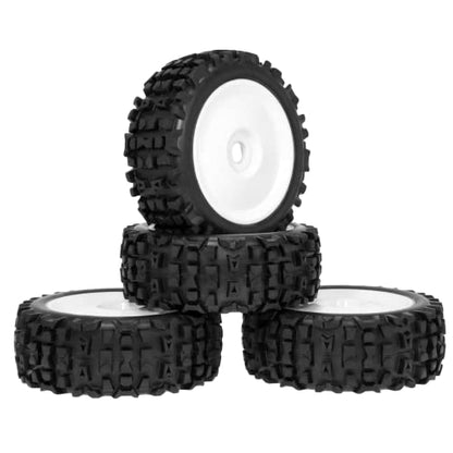 17mm Hex RC Wheels and Tires 1/8 Scale RC Buggy Truggy Tires Wheels for Arrma Typhon 6S 3S Losi 8IGHT X/E 2.0 XT/XTE Tires and Wheels Preglue 4PCS - color: White