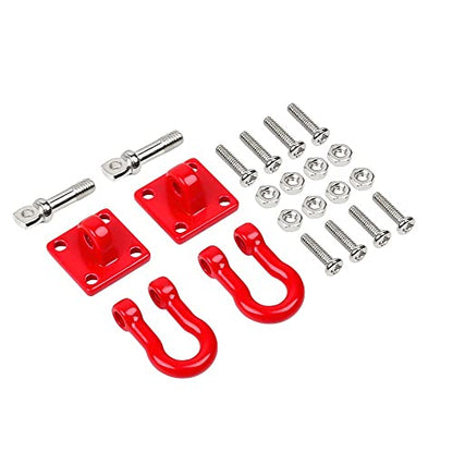 2 Sets Metal Climbing Trailer Tow Hook RC Decorations Accessories for 1/10 Crawler Car Axial SCX10 D90 D110 TRX4 TRX6 Redcat Hop-Up Parts(Red) - size: CC01R