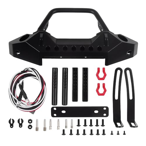 INJORA RC Front Bumper Metal Front Bumper with Led Lights for 1/10 RC Crawler Axial SCX10 90046 SCX10 III AXI03007 TRX-4