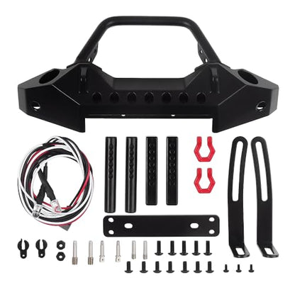 INJORA RC Front Bumper Metal Front Bumper with Led Lights for 1/10 RC Crawler Axial SCX10 90046 SCX10 III AXI03007 TRX-4