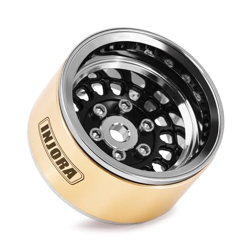 INJORA ModuWheel 1.0" Aluminum Wheel Offset -4.4mm for 1/18 1/24 RC (Black) - color: Black