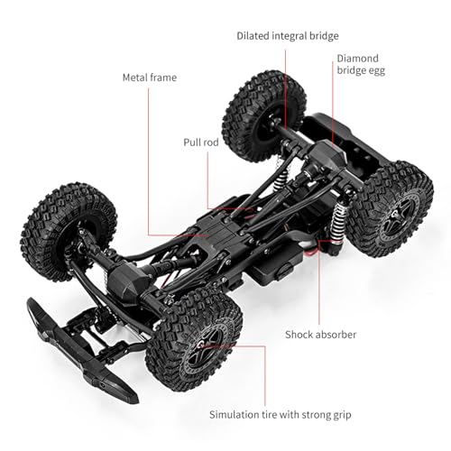 1:18 Scale All Terrain Remote Control Car, 2.4 GHz 4WD RC Rock Crawler with LED Lights, 12KPH Off-Road Pickup Truck Vehicle Toys RTR Gift for Adults - color: Green, size: 2 Battery