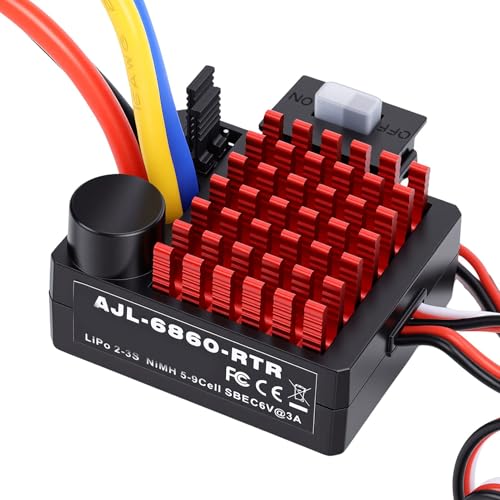 60A Brushed ESC, RC Car Electronic Speed Controller, Waterproofing for 1/10 Scale, Crawler Car ESC with Stable Throttle, Replacement Parts for RC Crawlers