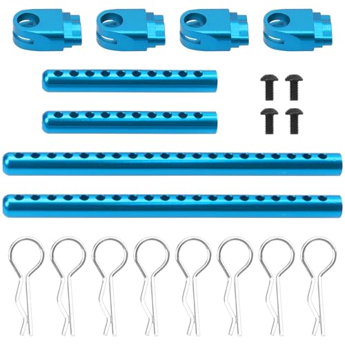 ShareGoo Metal RC Body Post Mounts Front Rear Body Holder Kit Compatible with Tamiya TT02 TT-02 1/10 RC Upgrade Parts (Blue) - color: Blue