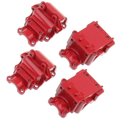 2PCS Metal Front and Rear Differential Gearboxes Housing Cover Compatible with WLtoys 1/14 144010 144001 144002 1/12 124016 124017 124018 124019 RC Car Upgrades Parts (Red) - color: Red