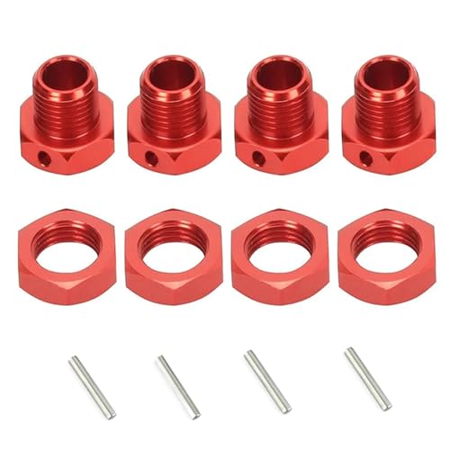 Aluminum 17mm Hex Wheel Nuts Adapter for Arrma 6s BLX Infraction Limitless Mojave Typhon hopups Upgrade Parts 4 pcs/Set(Red) - color: Multicolored