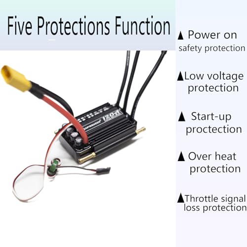 O'Hara 120A 2-6S LiPo ESC Waterproof Brushless Electronic Speed Controller with BEC and XT90 6.0mm Banana Head Connector for RC Boats Model Ship - size: 120A ESC