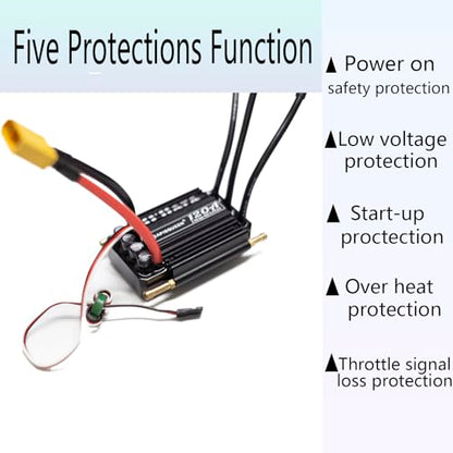 O'Hara 120A 2-6S LiPo ESC Waterproof Brushless Electronic Speed Controller with BEC and XT90 6.0mm Banana Head Connector for RC Boats Model Ship - size: 120A ESC